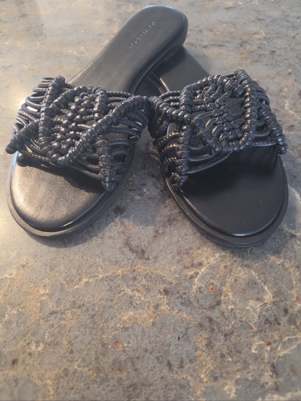 Tory Burch Black Woven Slide Sandals Size 7
